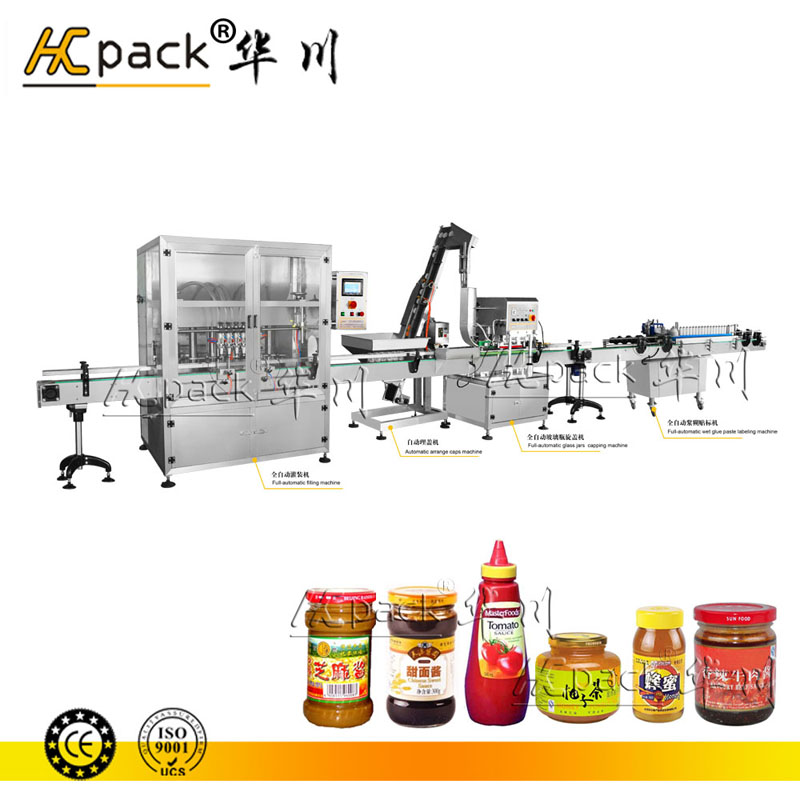 Packaging production line for chili sauce, tomato sauce and sesame sauce