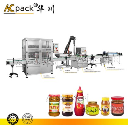 Packaging production line for chili sauce, tomato sauce and sesame sauce